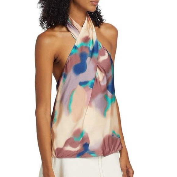 NWT Tanya Taylor Silk Mona Criss Cross Halter Top Size XS - Picture 1 of 6